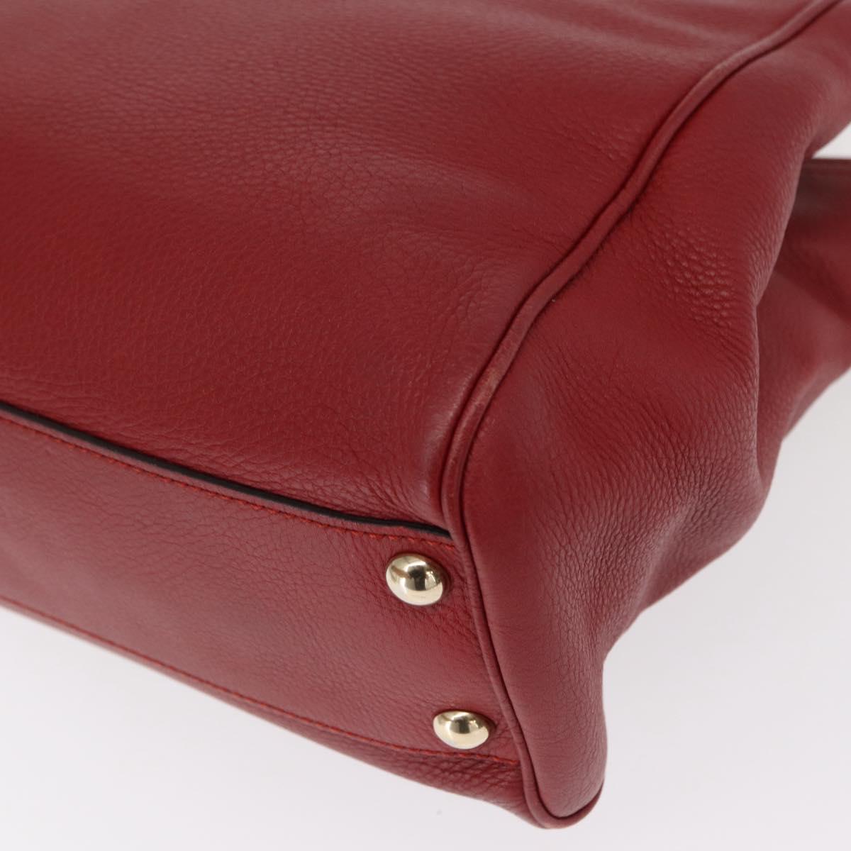 GUCCI Bamboo Hand Bag Leather 2way Red Gold 336032 Auth 151019