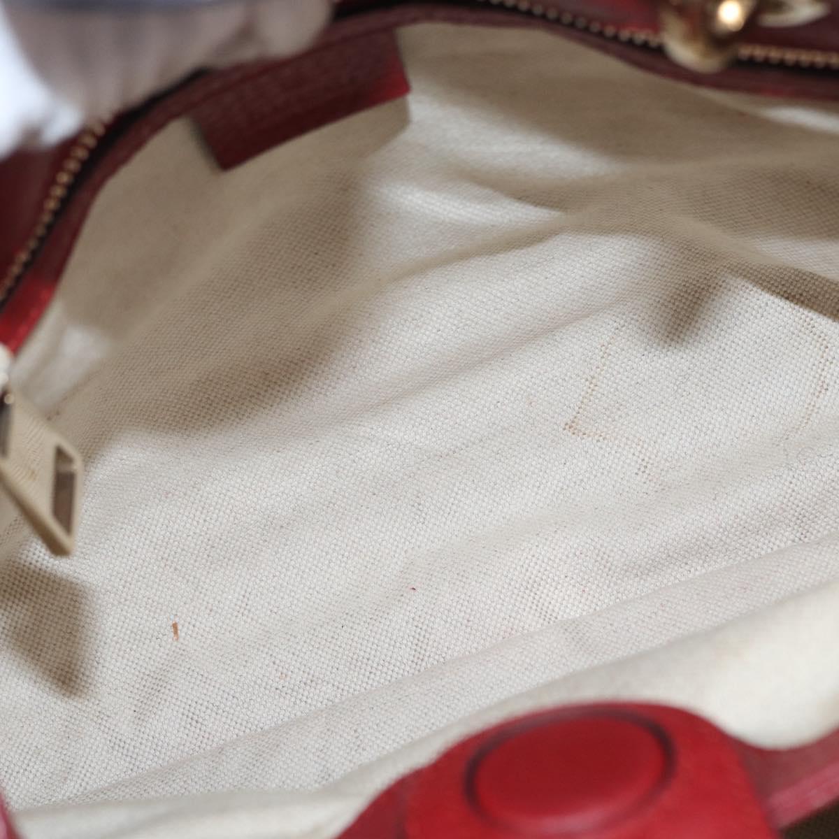 GUCCI Bamboo Hand Bag Leather 2way Red Gold 336032 Auth 151019