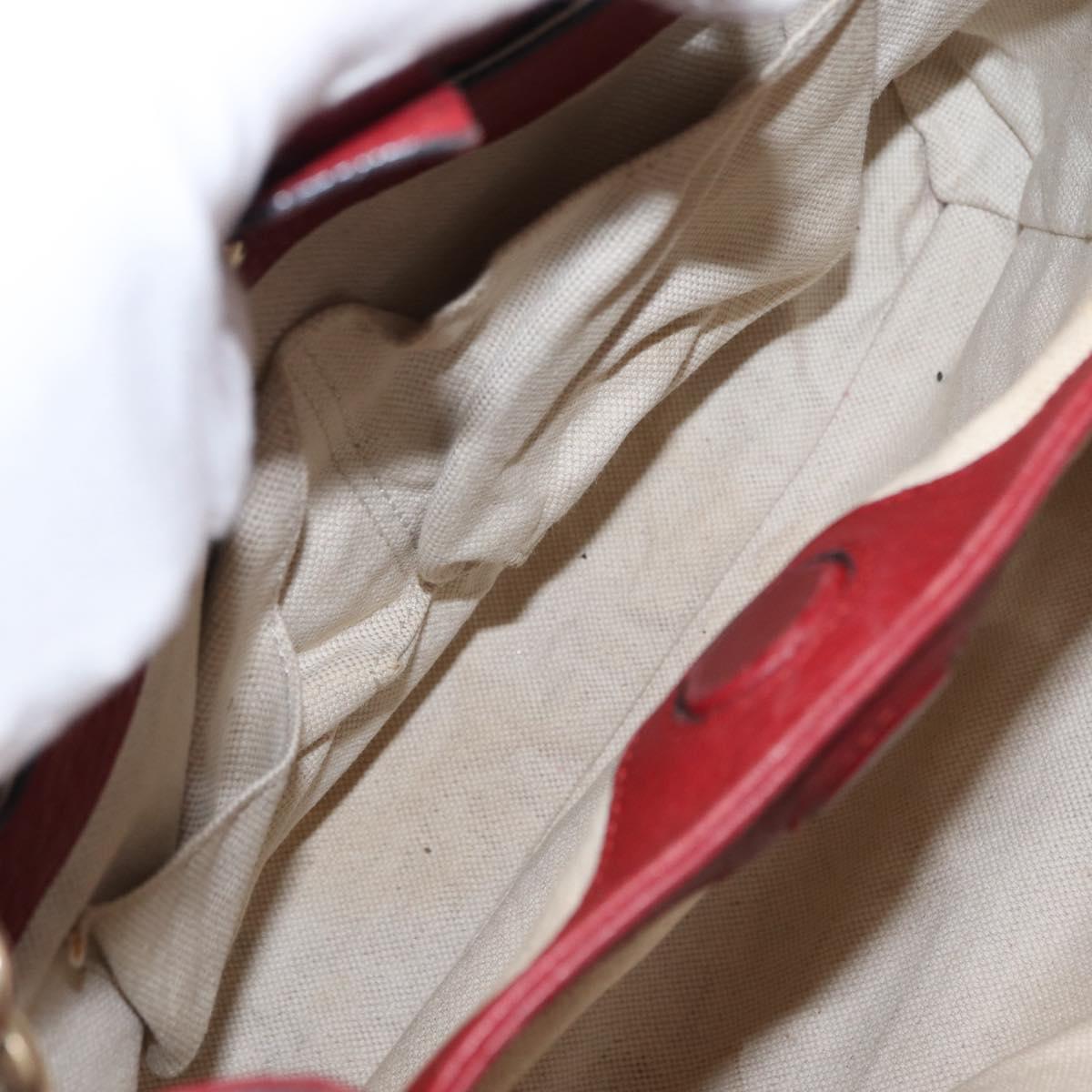 GUCCI Bamboo Hand Bag Leather 2way Red Gold 336032 Auth 151019