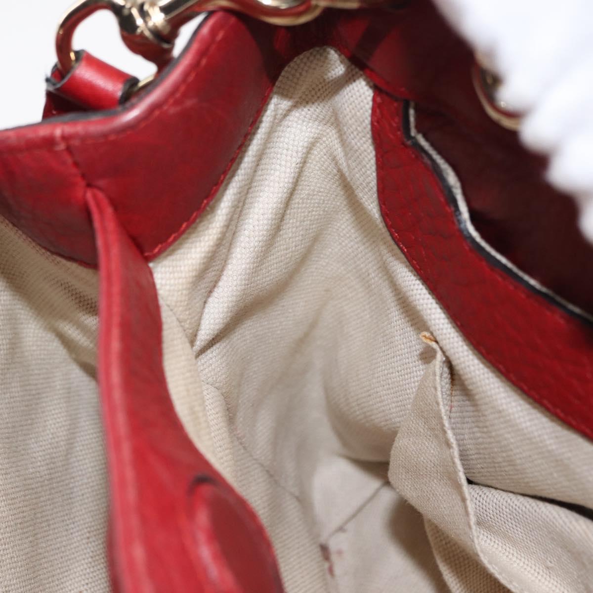 GUCCI Bamboo Hand Bag Leather 2way Red Gold 336032 Auth 151019