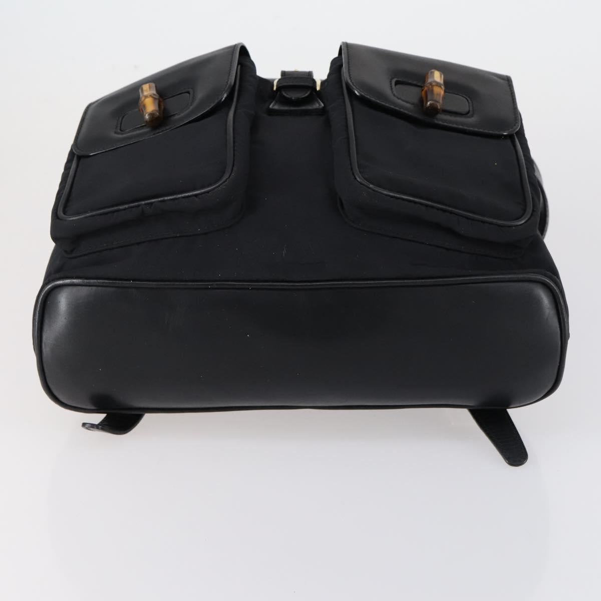 GUCCI Bamboo Backpack Nylon Leather Black Gold 003 58 0016 Auth 151020