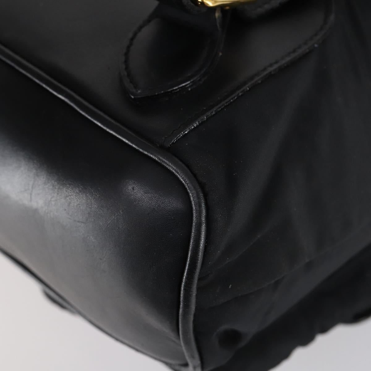GUCCI Bamboo Backpack Nylon Leather Black Gold 003 58 0016 Auth 151020