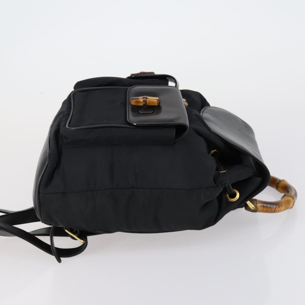 GUCCI Bamboo Backpack Nylon Leather Black Gold 003 58 0016 Auth 151020
