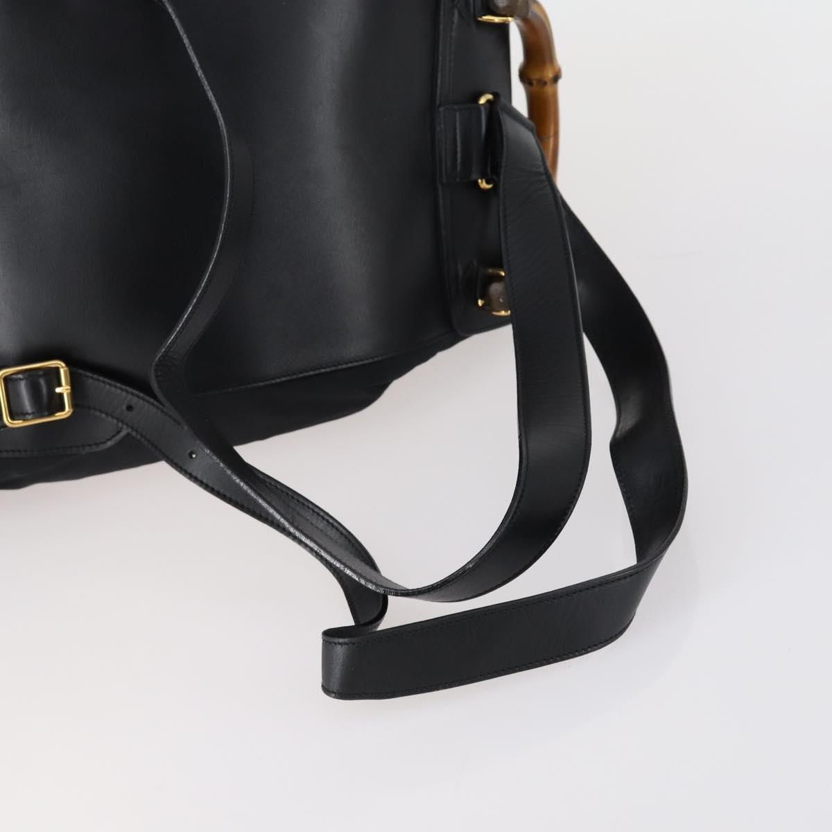 GUCCI Bamboo Backpack Nylon Leather Black Gold 003 58 0016 Auth 151020