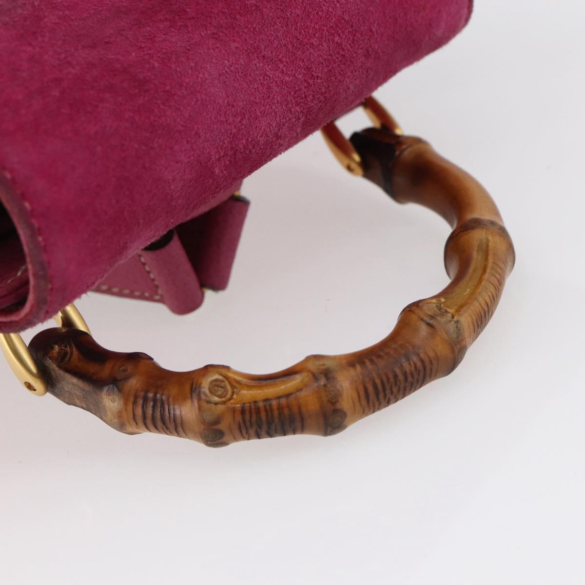 GUCCI Bamboo Backpack Suede Pink Gold 003 2058 0030 Auth 151021