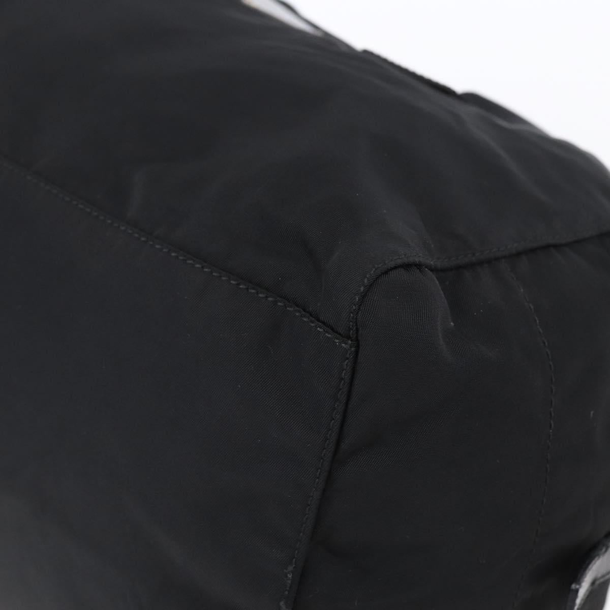 PRADA Hand Bag Nylon Leather Black Silver Auth 151023