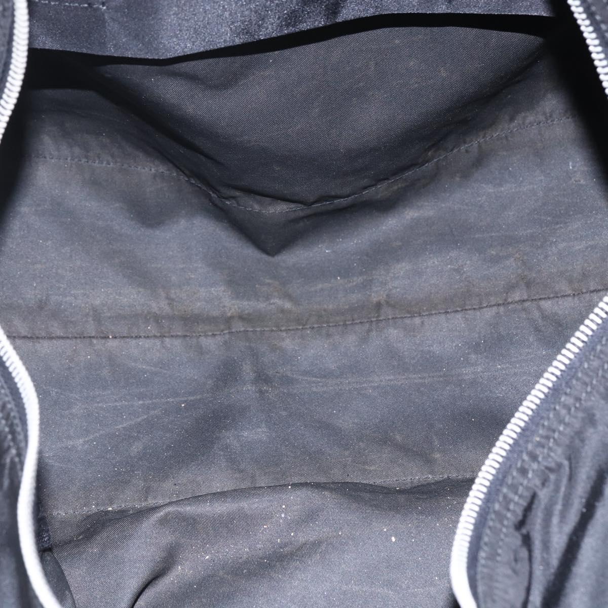 PRADA Hand Bag Nylon Leather Black Silver Auth 151023