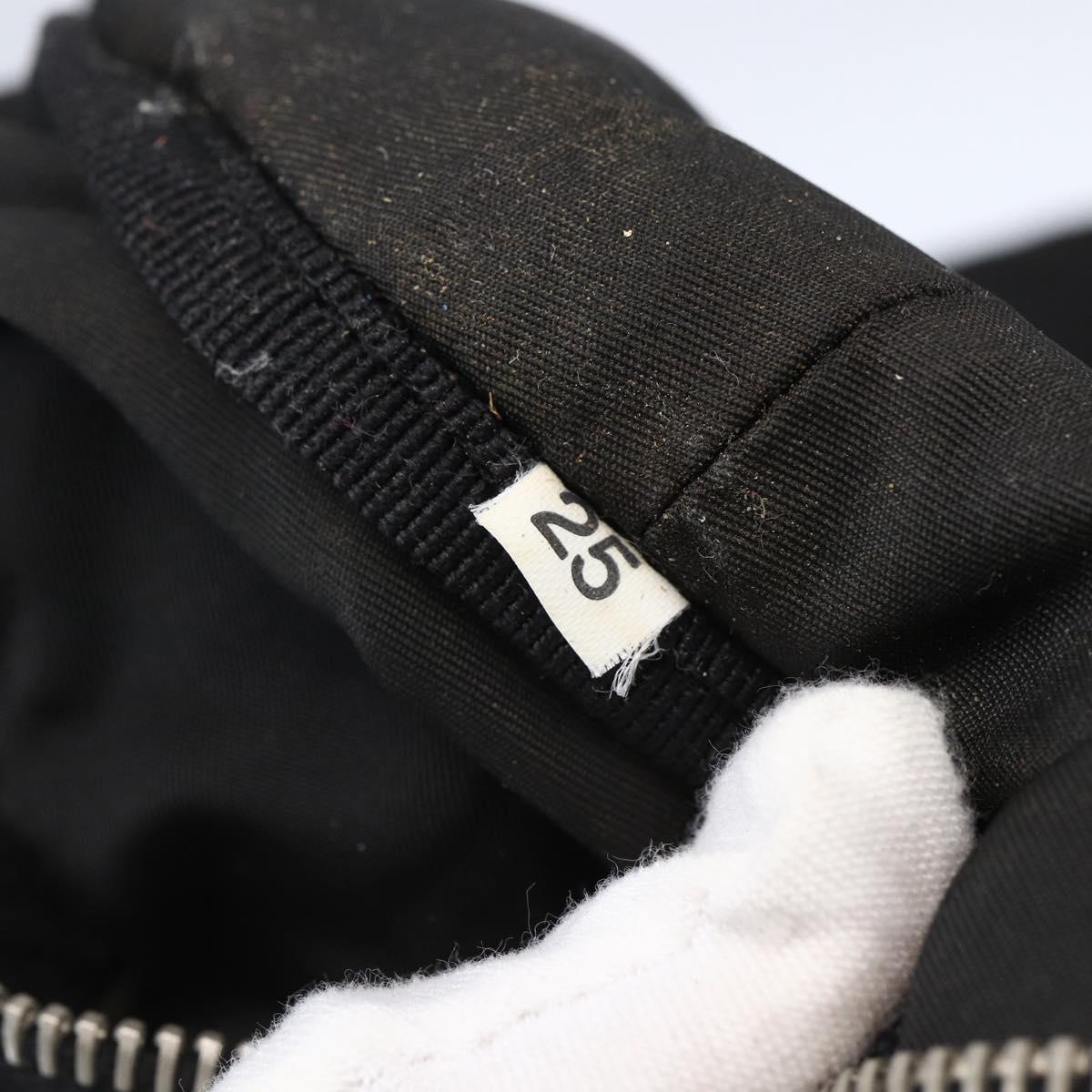 PRADA Hand Bag Nylon Leather Black Silver Auth 151023