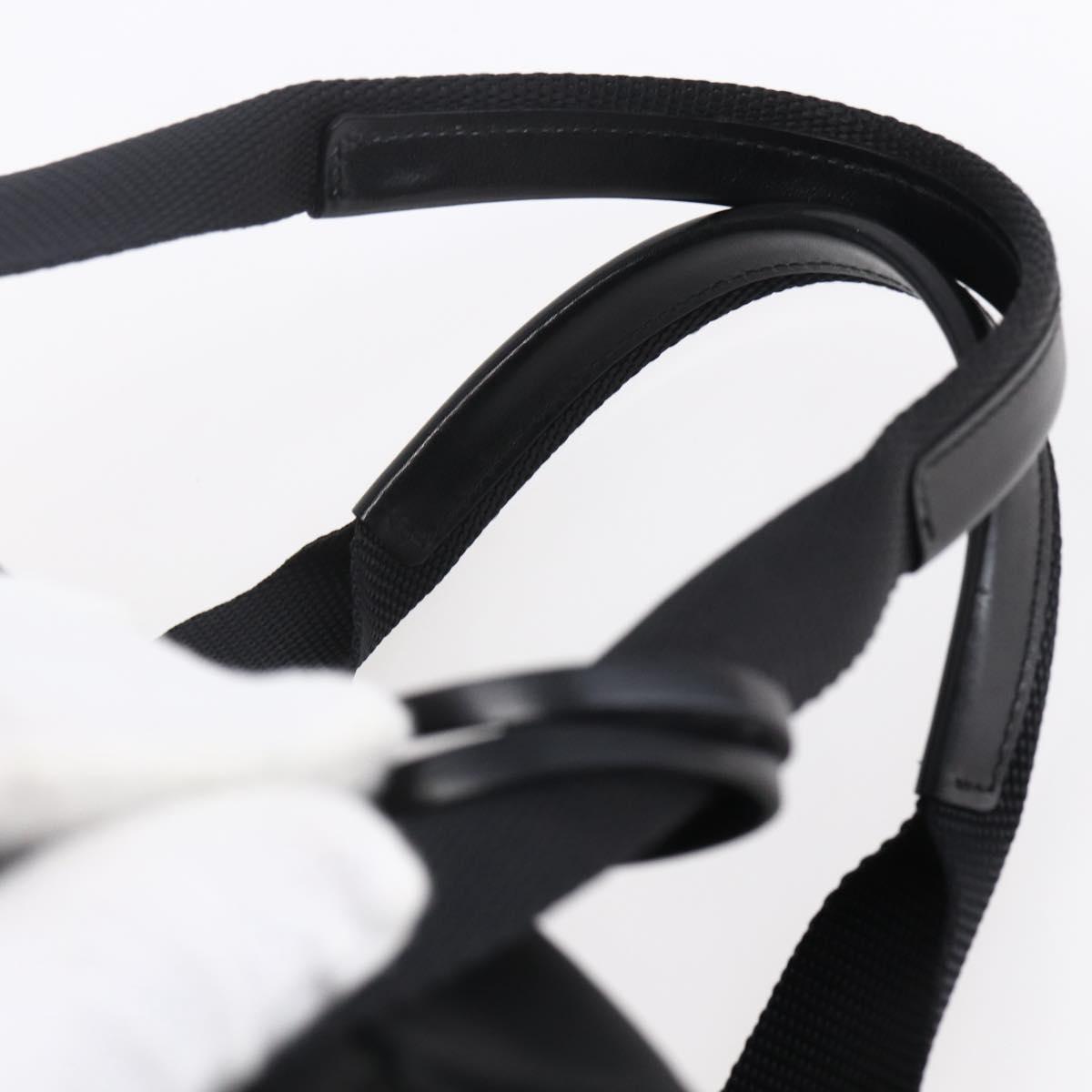 PRADA Hand Bag Nylon Leather Black Silver Auth 151023