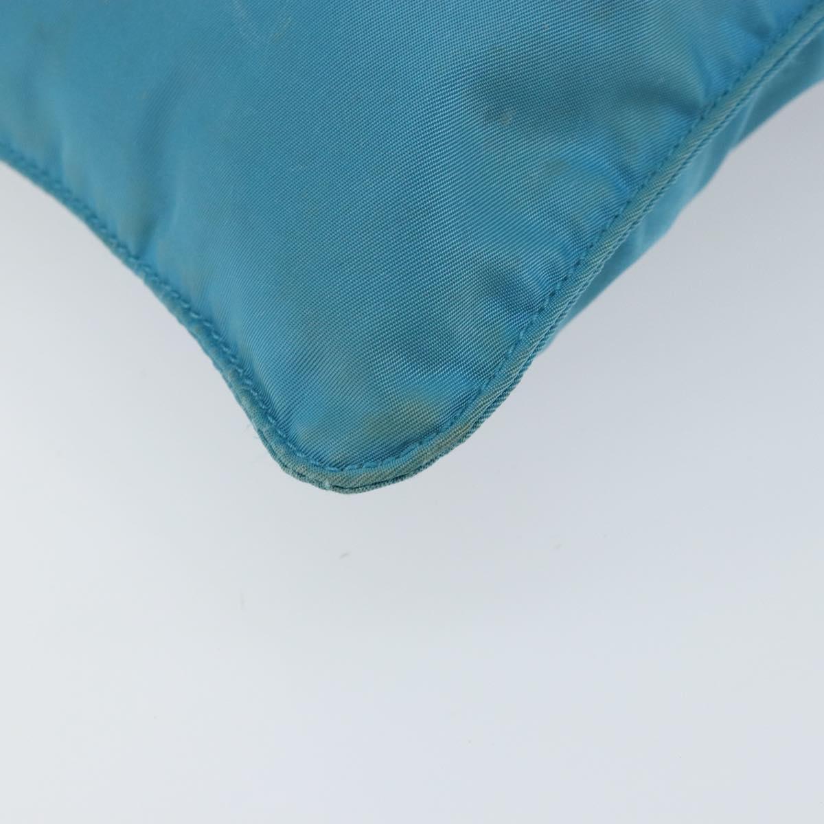 PRADA Shoulder Bag Nylon Light Blue Silver Auth 151024