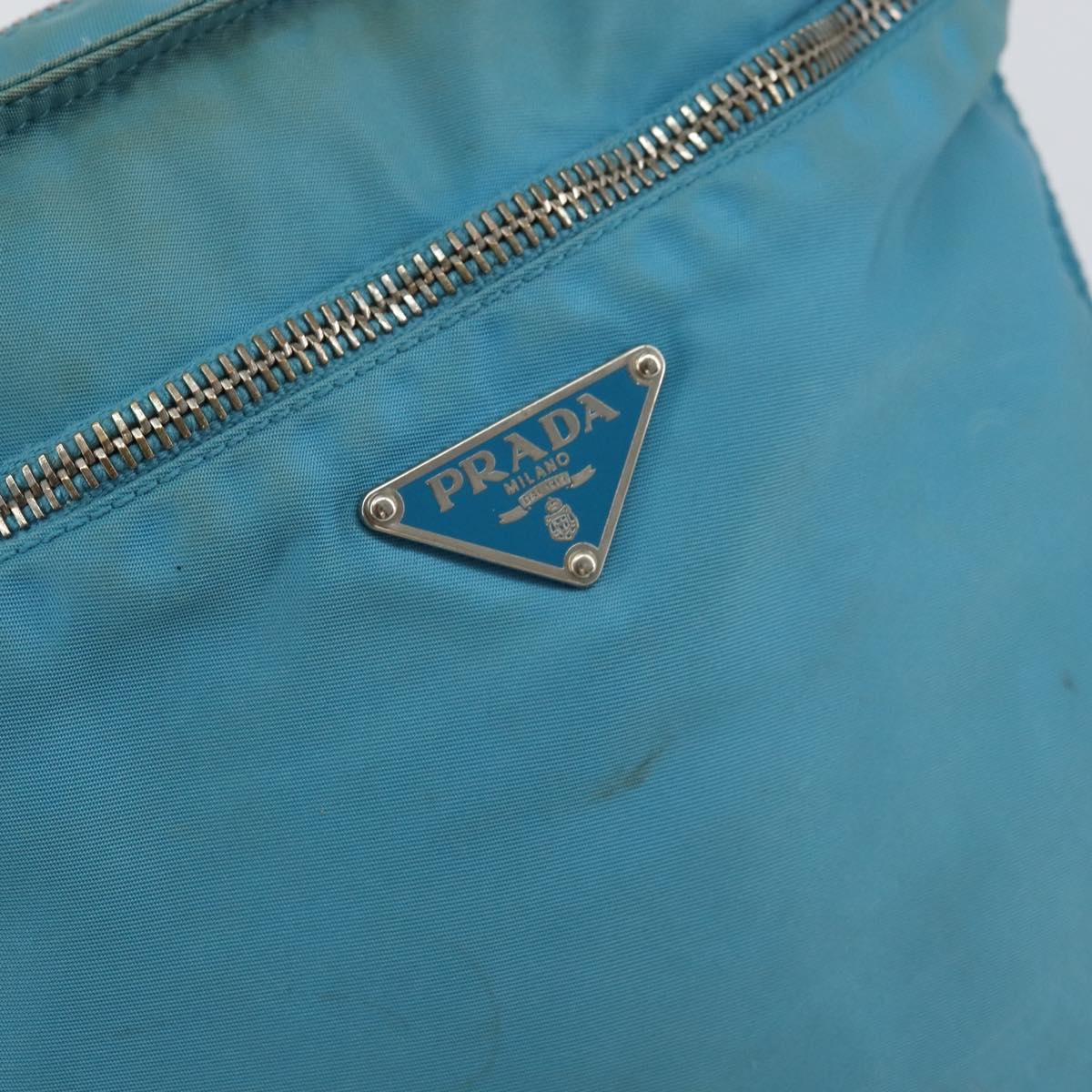 PRADA Shoulder Bag Nylon Light Blue Silver Auth 151024