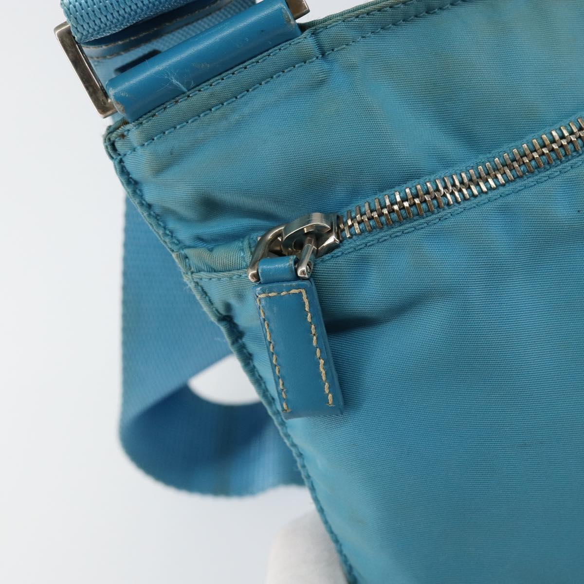 PRADA Shoulder Bag Nylon Light Blue Silver Auth 151024