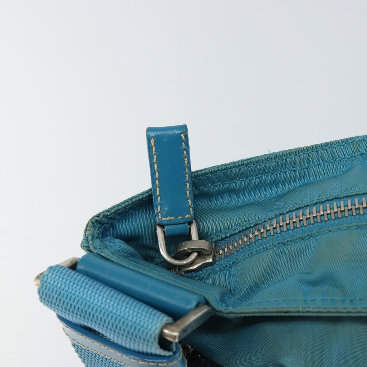 PRADA Shoulder Bag Nylon Light Blue Silver Auth 151024