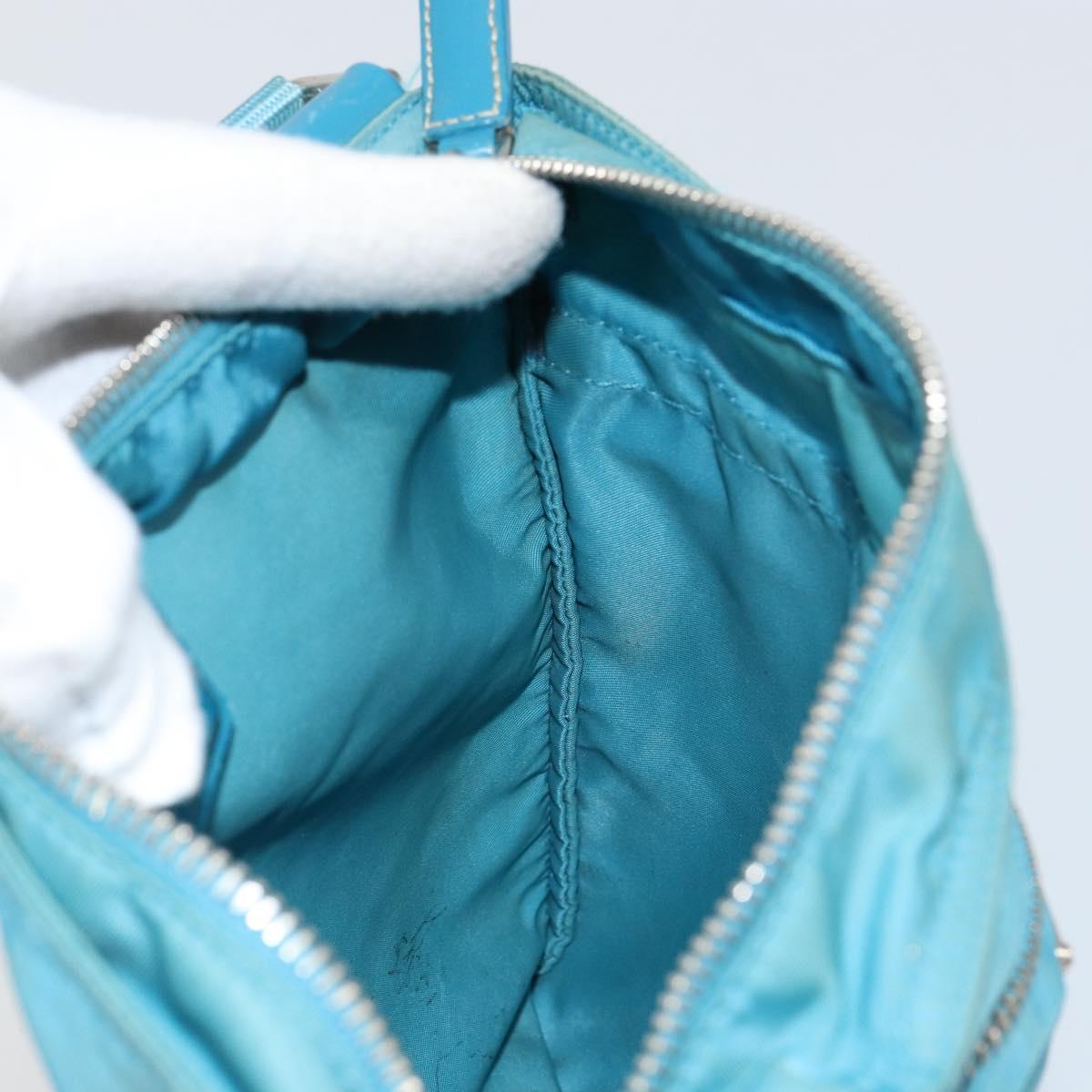 PRADA Shoulder Bag Nylon Light Blue Silver Auth 151024