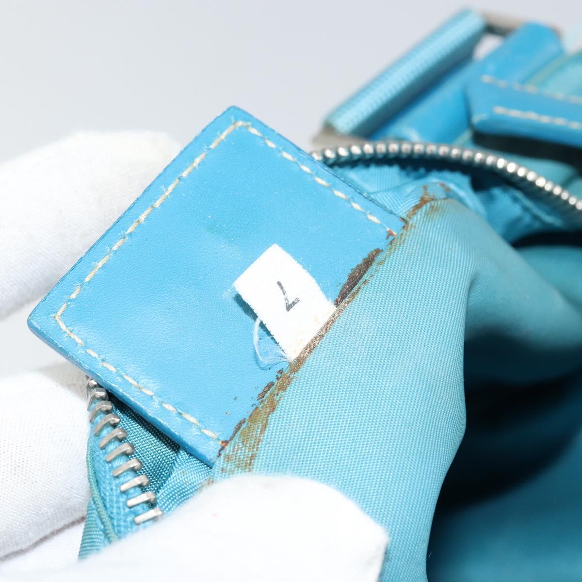 PRADA Shoulder Bag Nylon Light Blue Silver Auth 151024