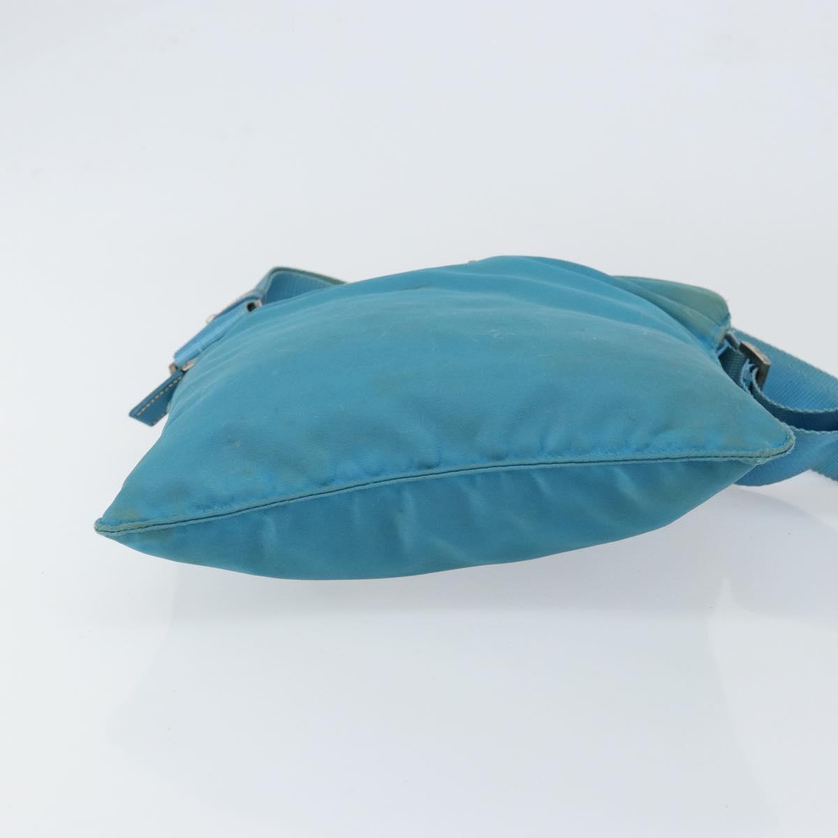 PRADA Shoulder Bag Nylon Light Blue Silver Auth 151024