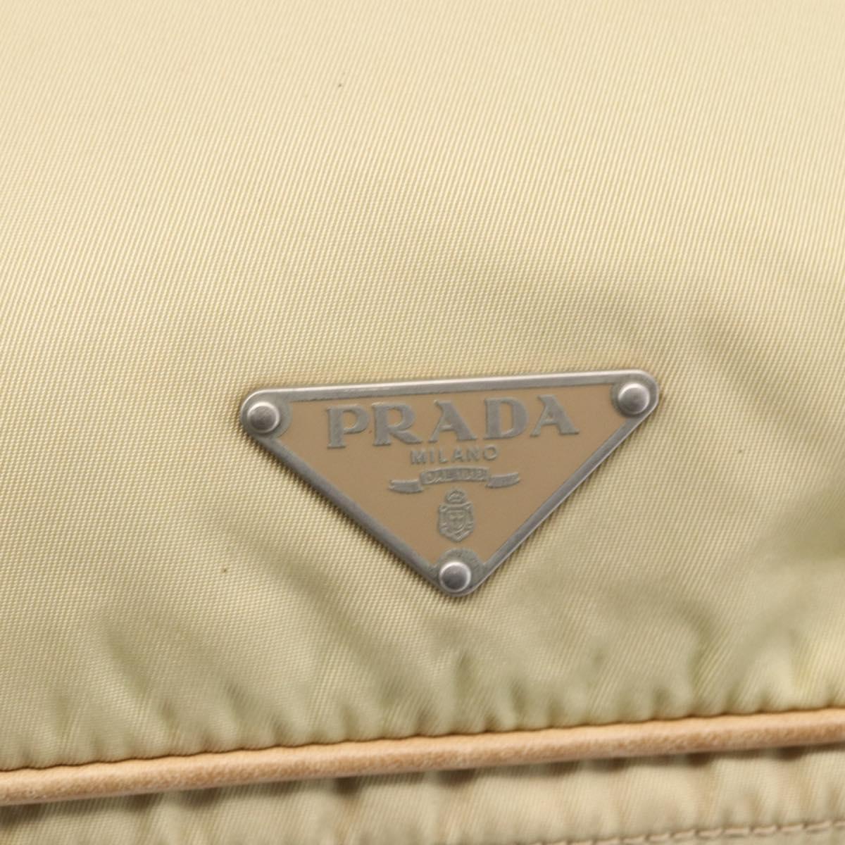 PRADA Shoulder Bag Nylon Beige Silver Auth 151025