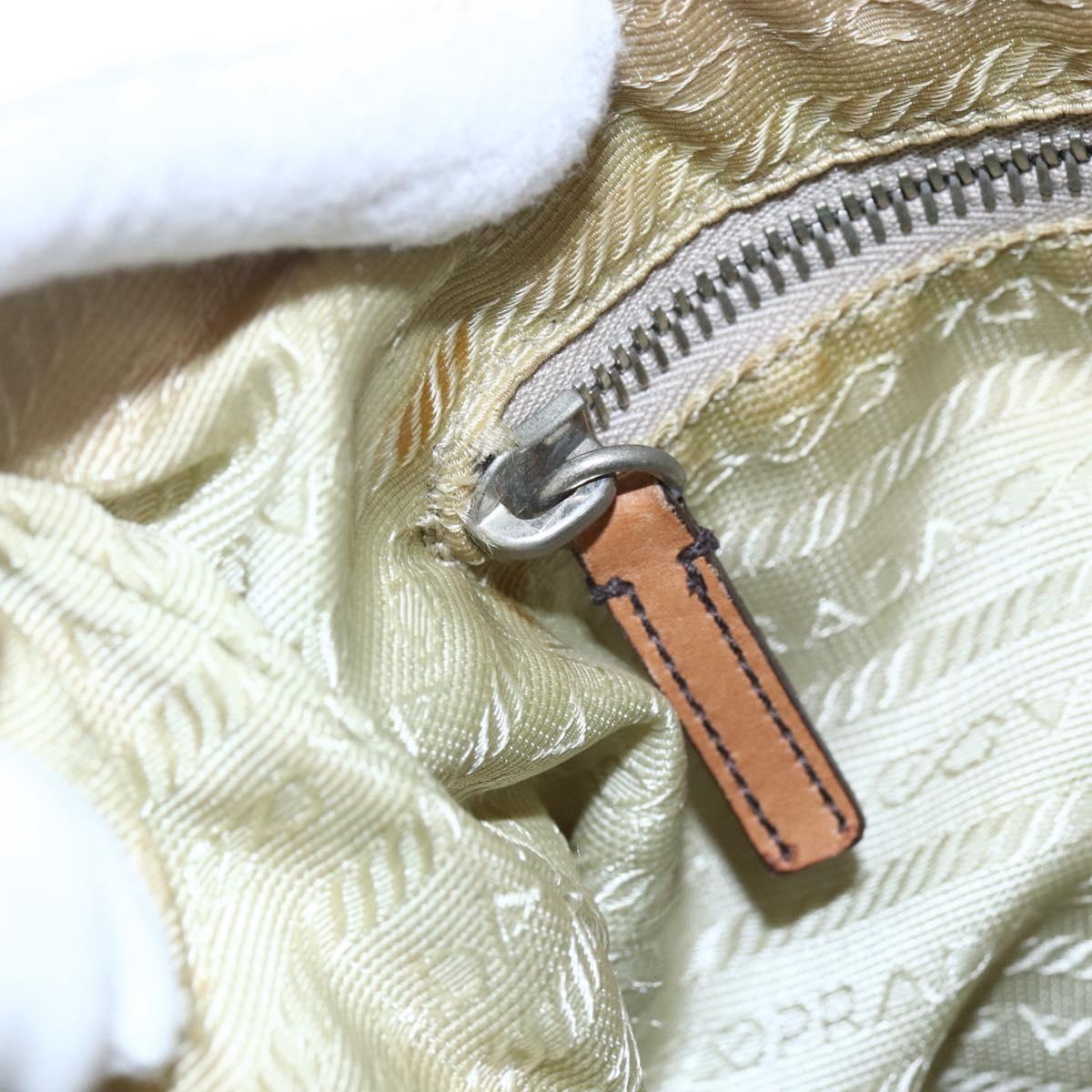 PRADA Shoulder Bag Nylon Beige Silver Auth 151025