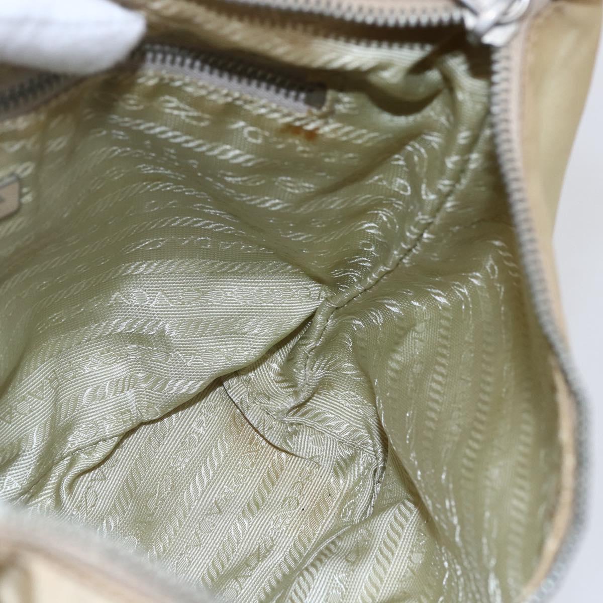 PRADA Shoulder Bag Nylon Beige Silver Auth 151025