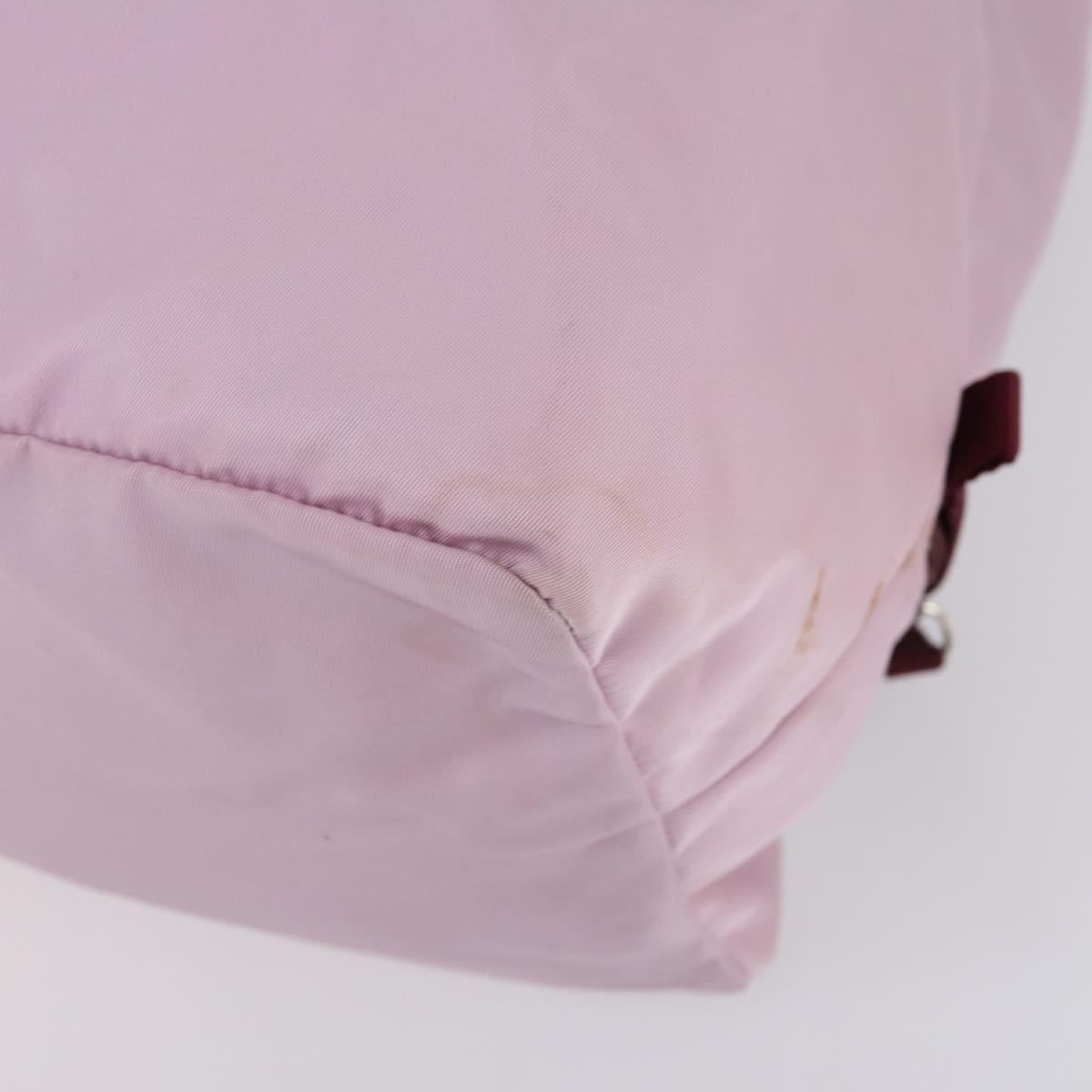 PRADA Tote Bag Nylon Pink Silver Auth 151026