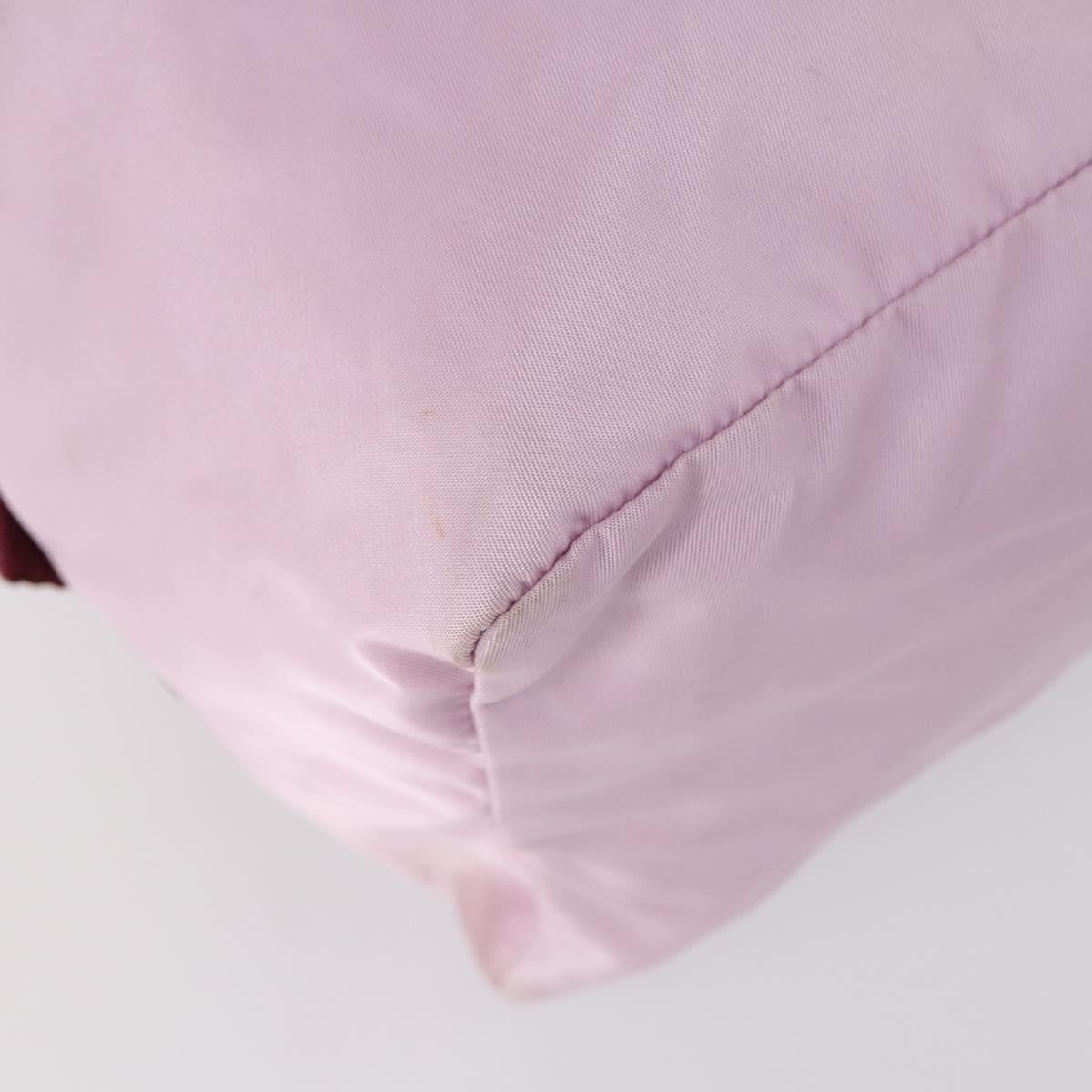 PRADA Tote Bag Nylon Pink Silver Auth 151026