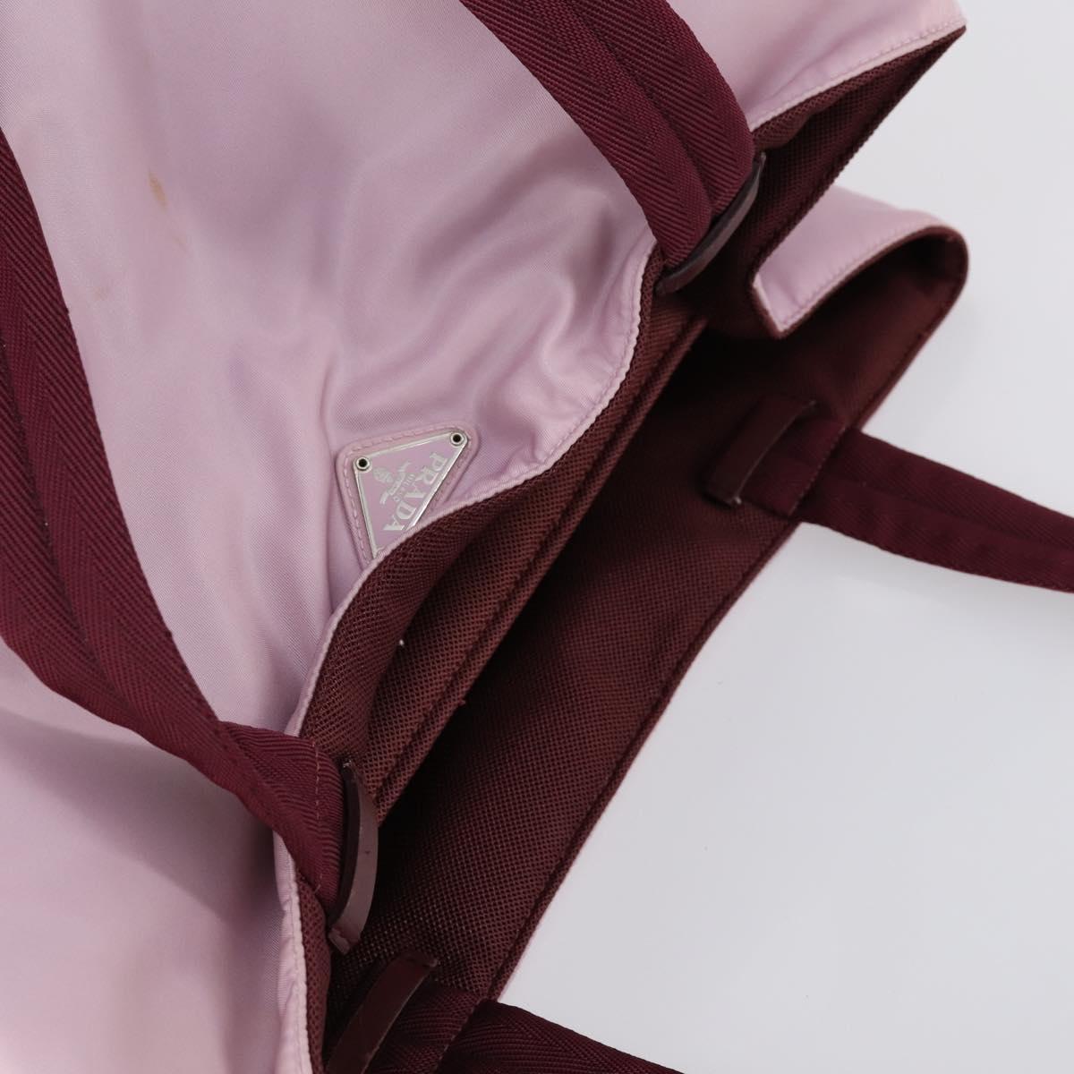 PRADA Tote Bag Nylon Pink Silver Auth 151026