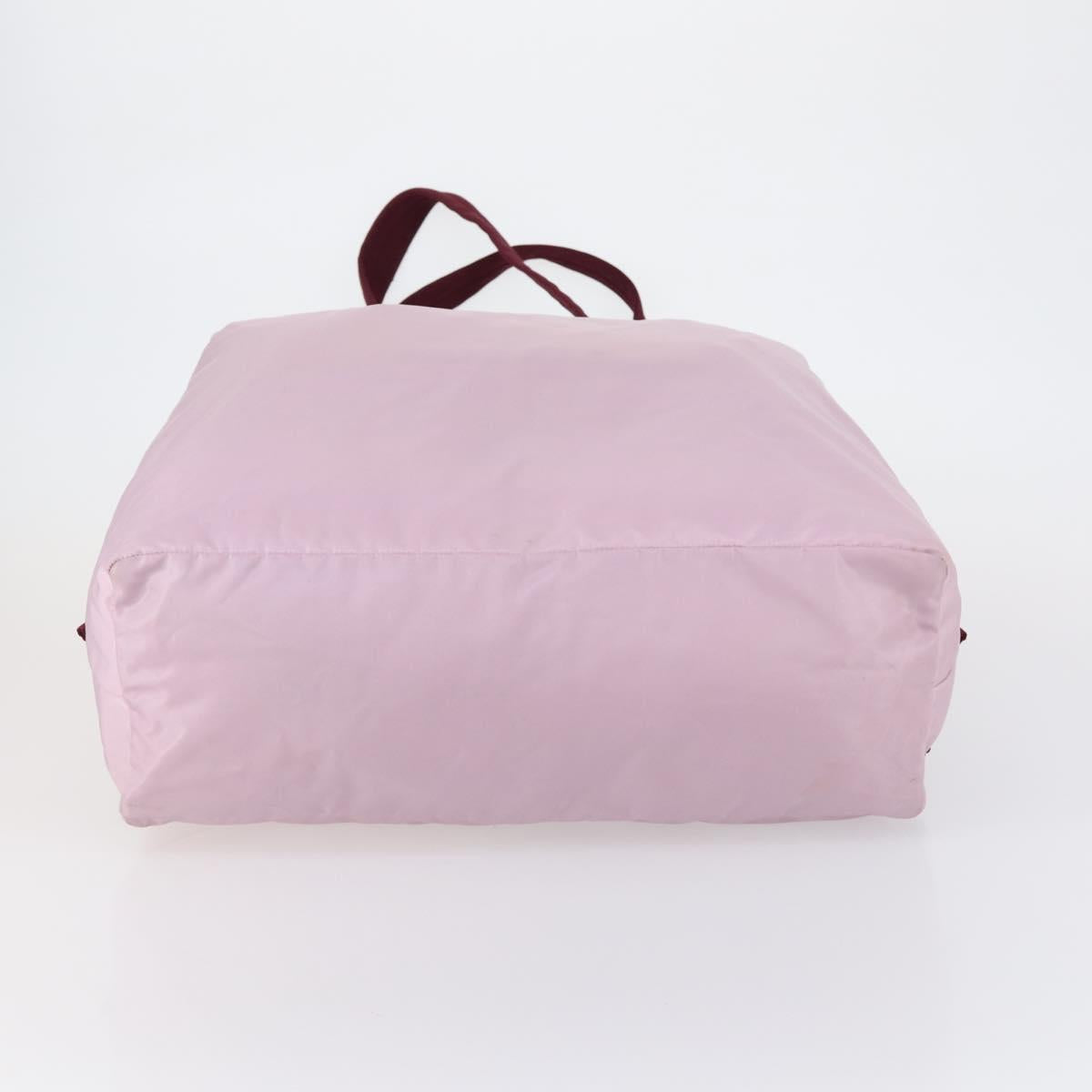 PRADA Tote Bag Nylon Pink Silver Auth 151026