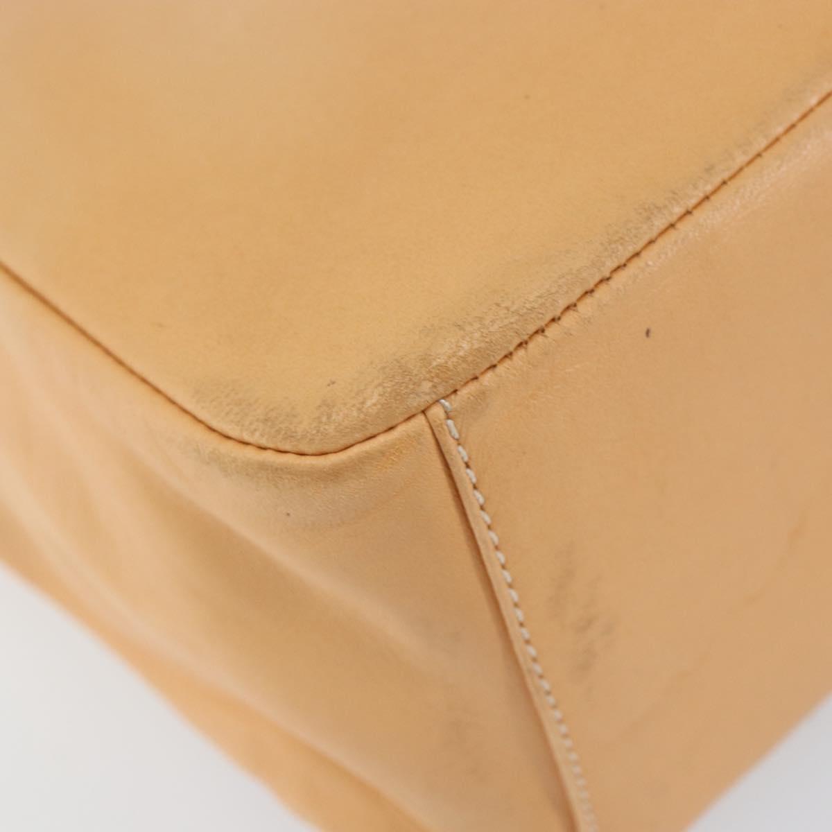 LOEWE Anagram Hand Bag Leather Beige Gold Auth 151027