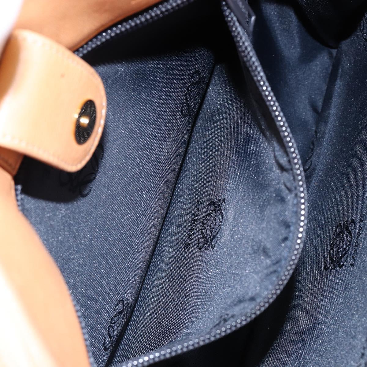 LOEWE Anagram Hand Bag Leather Beige Gold Auth 151027