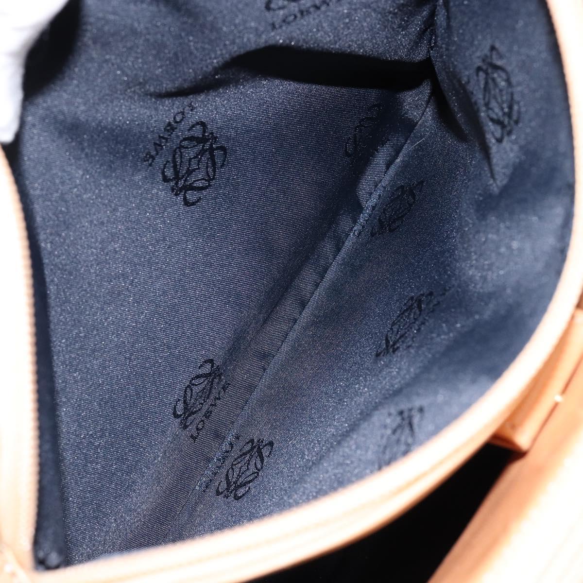 LOEWE Anagram Hand Bag Leather Beige Gold Auth 151027