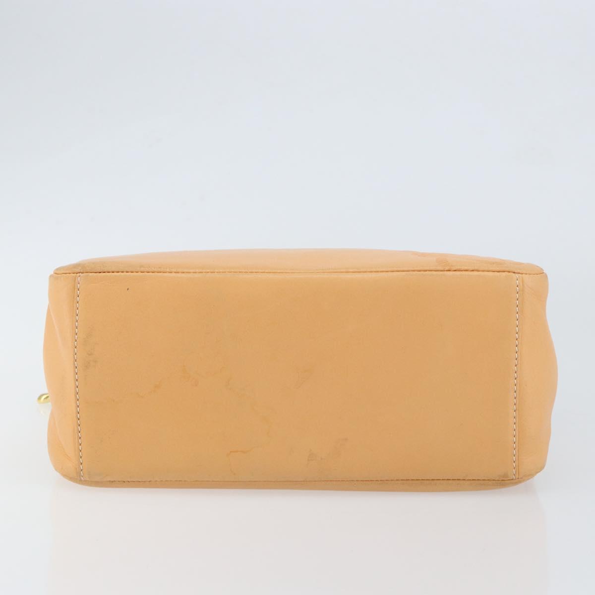 LOEWE Anagram Hand Bag Leather Beige Gold Auth 151027