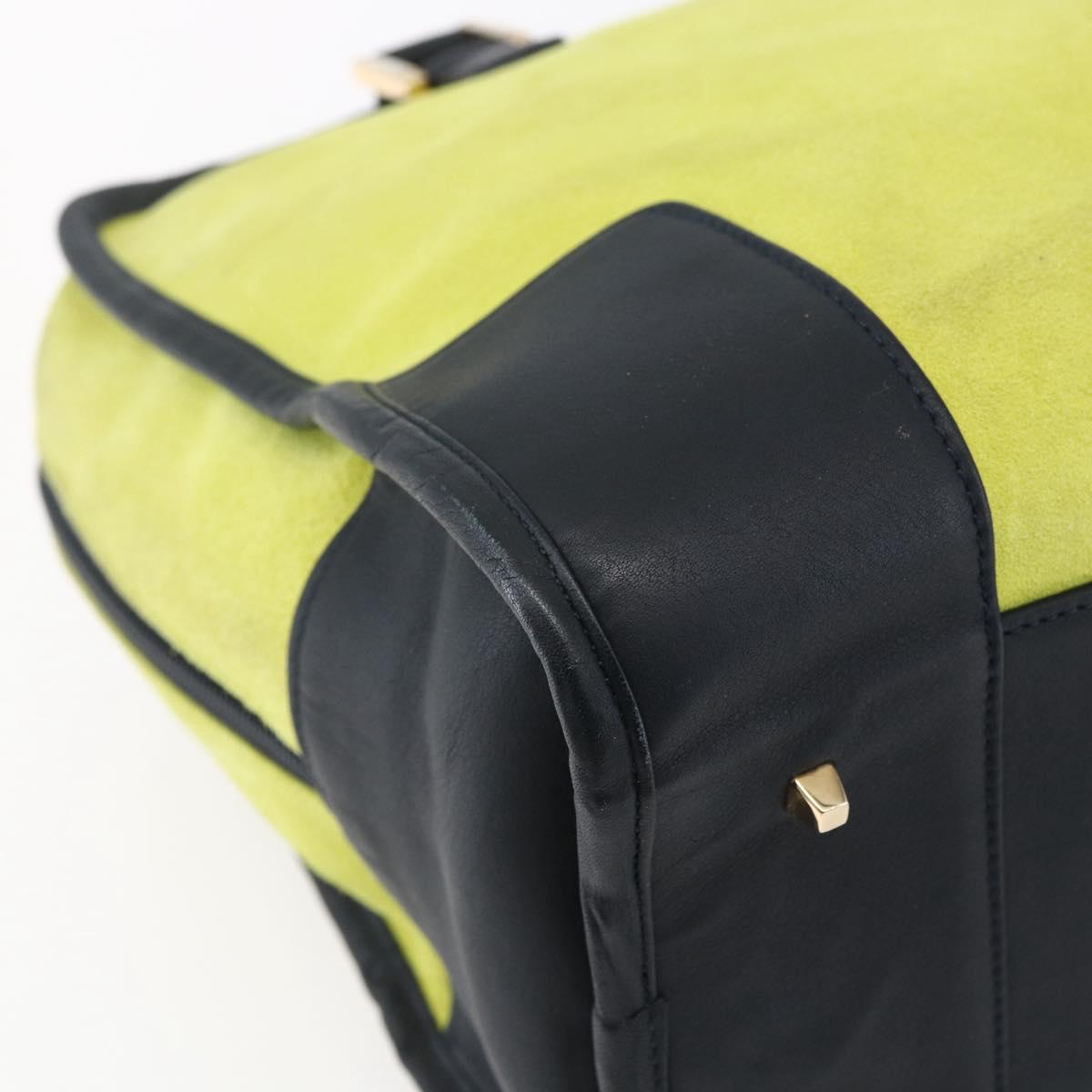 LOEWE Anagram Amazonas Hand Bag Suede Yellow Navy gold Auth 151028