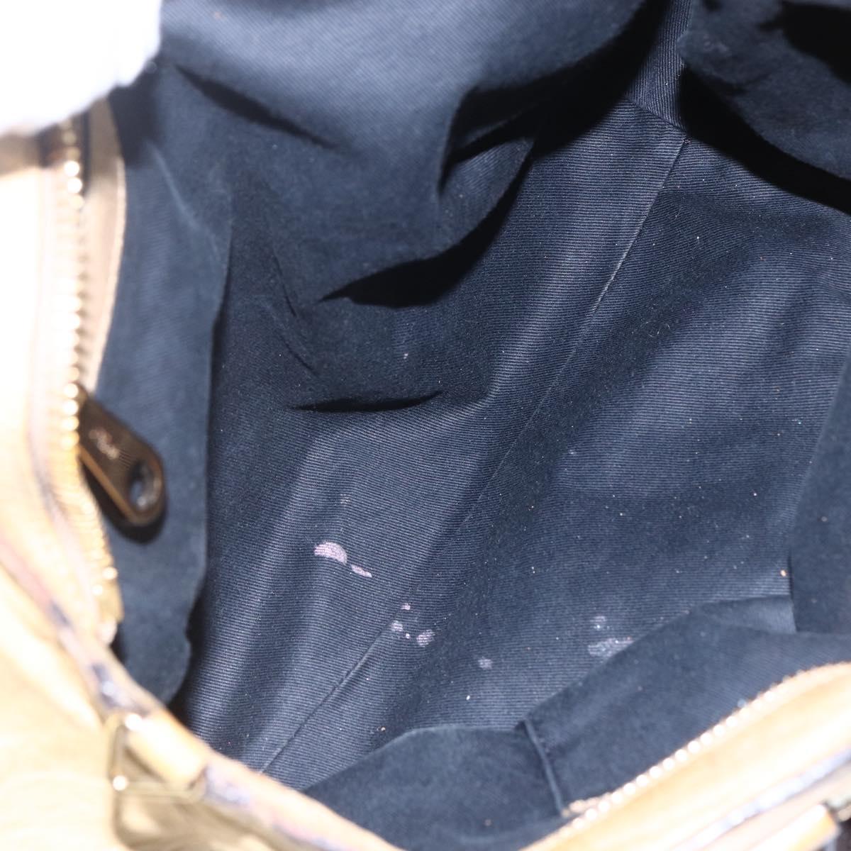 Chloe Etel Hand Bag Leather Beige Gold Auth 151030