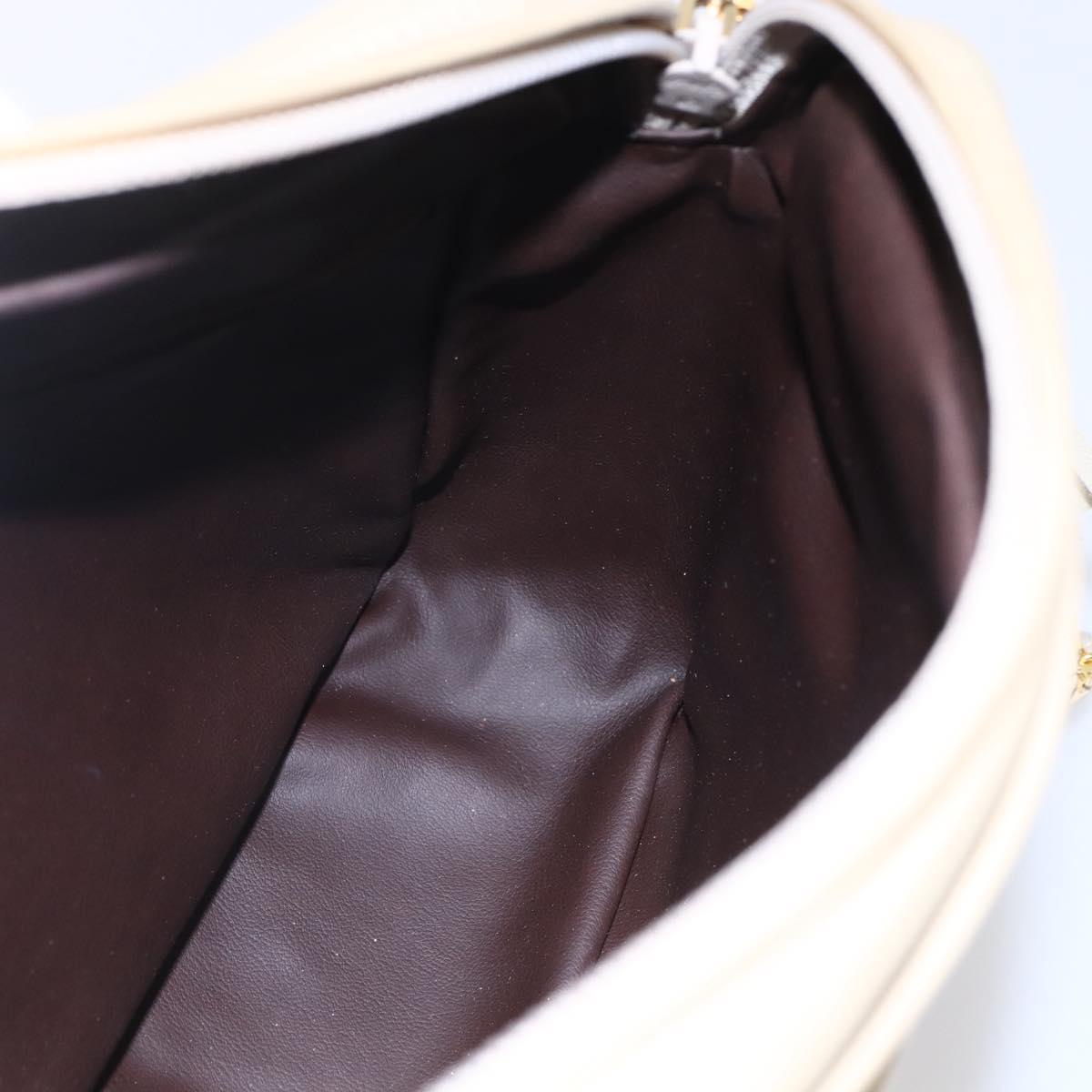 BALLY Quilted Chain Shoulder Bag Leather Ivory Gold Auth 151031