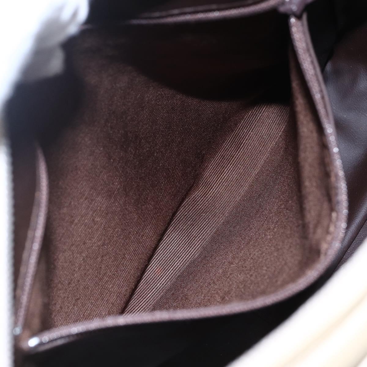 BALLY Quilted Chain Shoulder Bag Leather Ivory Gold Auth 151031