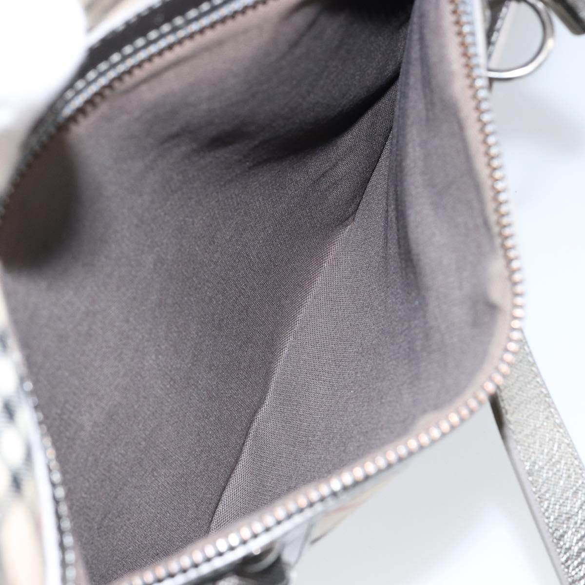 BURBERRY Nova Check Shoulder Bag Canvas Leather Beige Silver Auth 151035