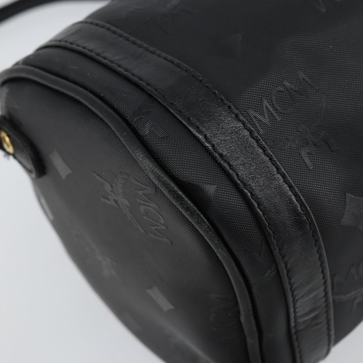 MCM Vicetos Logogram Shoulder Bag PVC Black Gold Auth 151037