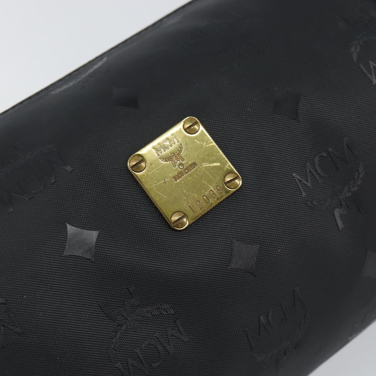 MCM Vicetos Logogram Shoulder Bag PVC Black Gold Auth 151037