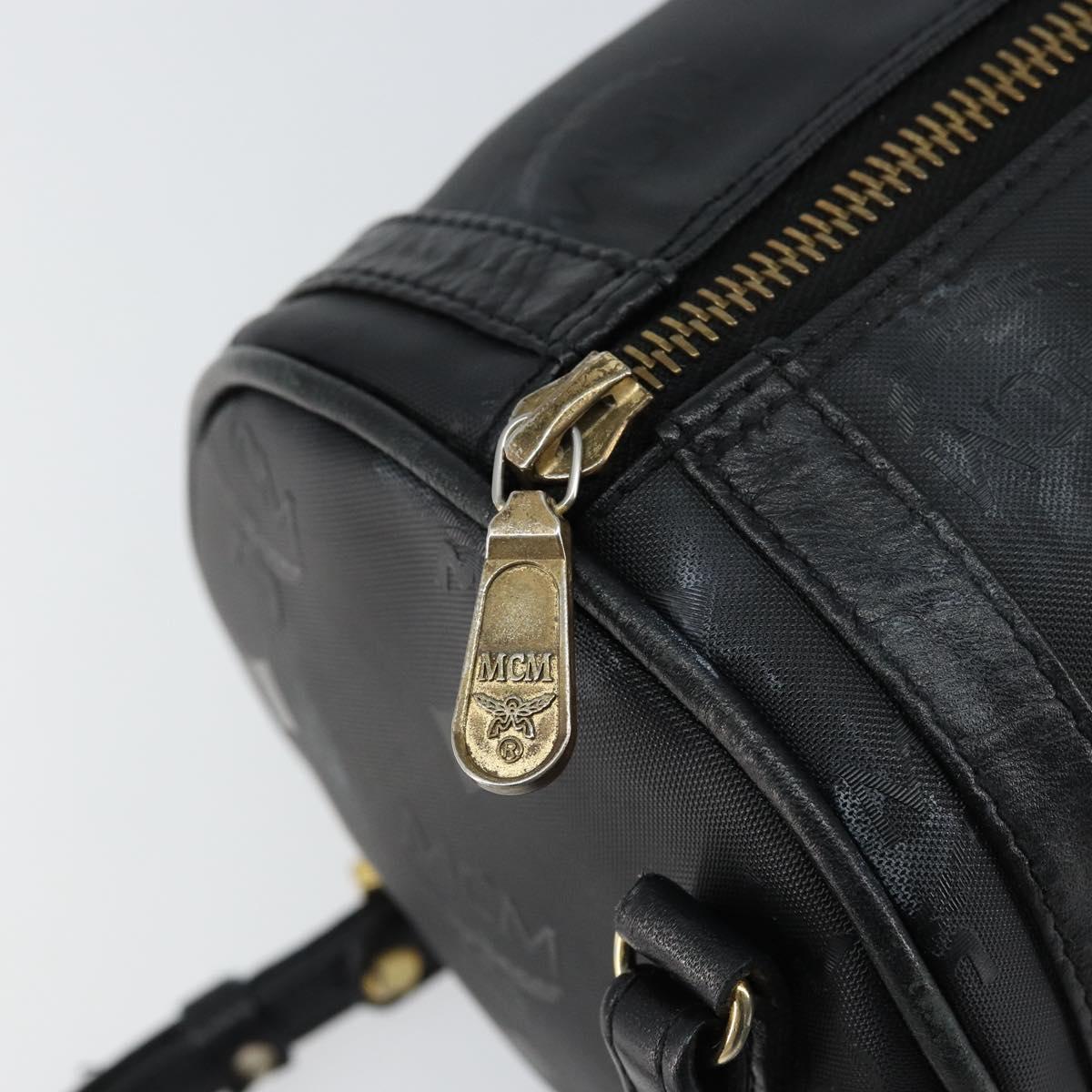 MCM Vicetos Logogram Shoulder Bag PVC Black Gold Auth 151037