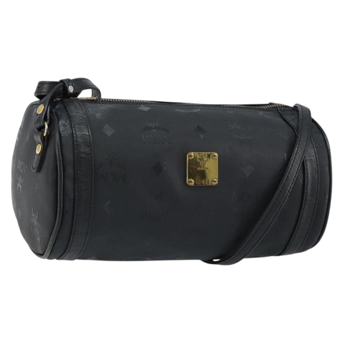 MCM Vicetos Logogram Shoulder Bag PVC Black Gold Auth 151037