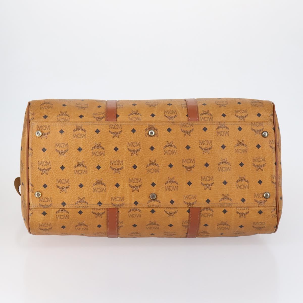 MCM Logogram Vicetos Boston Bag PVC Leather 2way Brown Gold Auth 151039