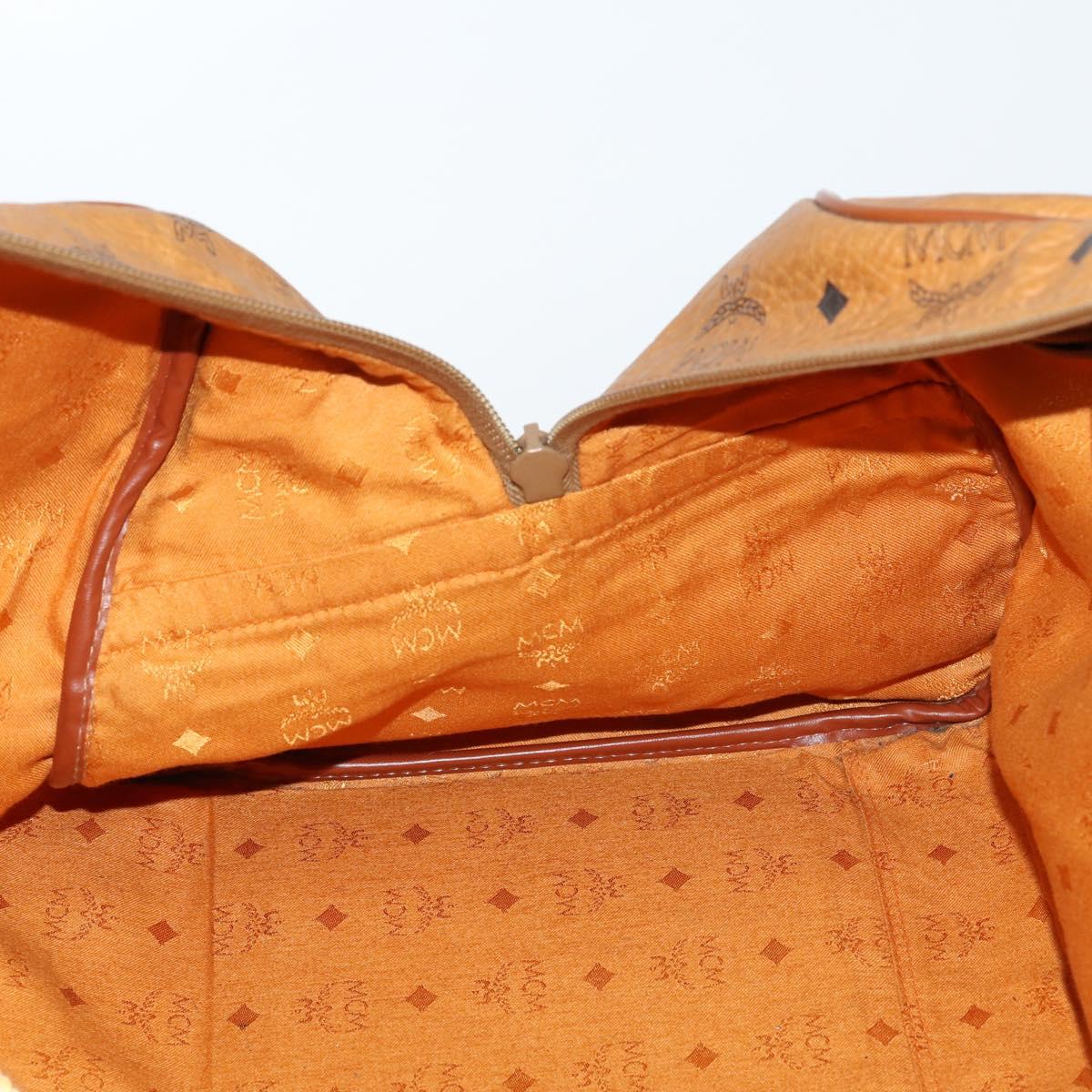 MCM Logogram Vicetos Boston Bag PVC Leather 2way Brown Gold Auth 151039