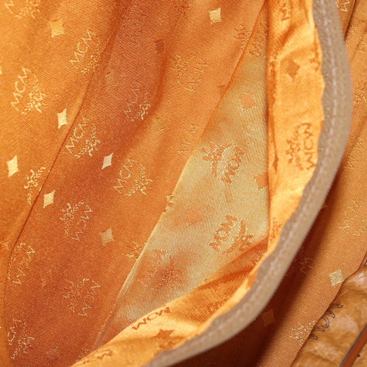 MCM Logogram Vicetos Boston Bag PVC Leather 2way Brown Gold Auth 151039