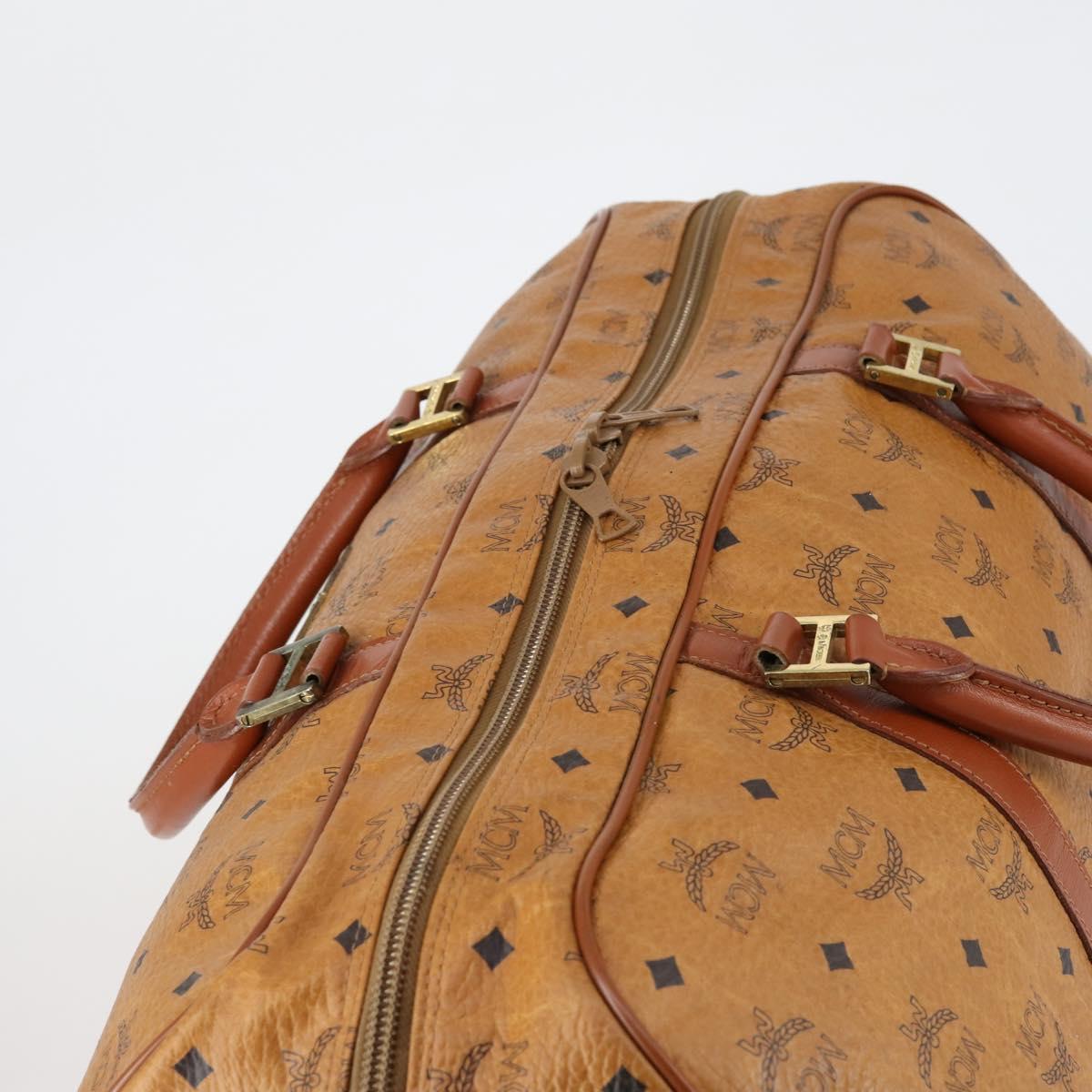 MCM Logogram Vicetos Boston Bag PVC Leather 2way Brown Gold Auth 151039