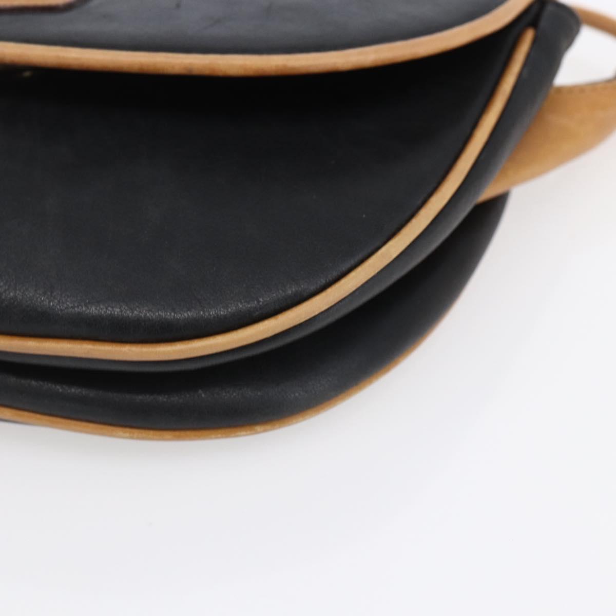 CELINE Shoulder Bag Leather Black Gold Auth 151040