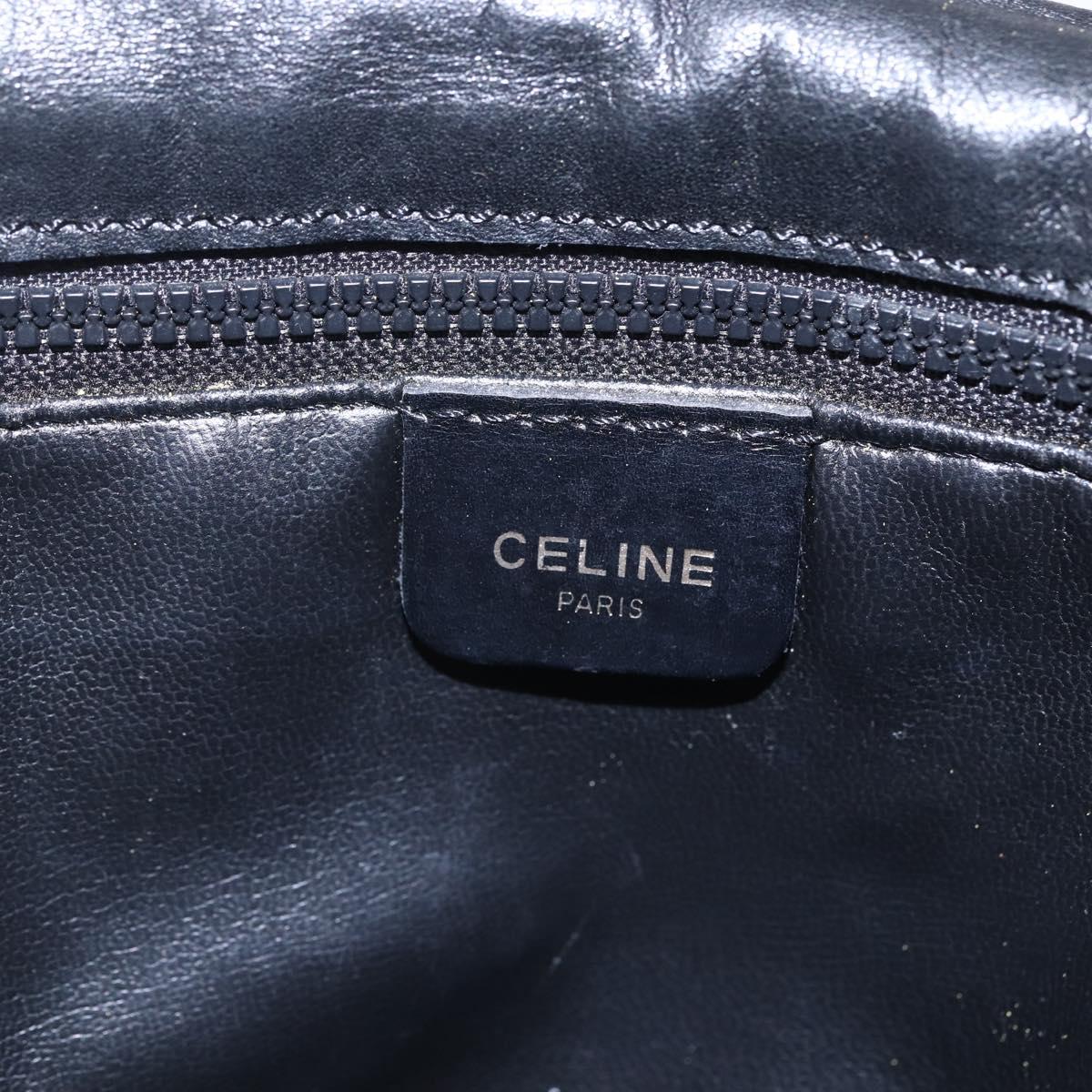 CELINE Shoulder Bag Leather Black Gold Auth 151040