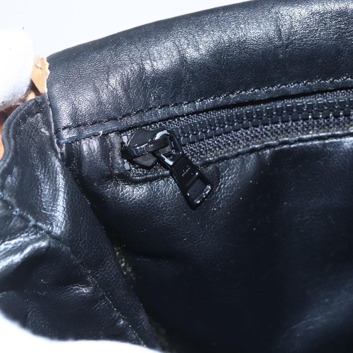 CELINE Shoulder Bag Leather Black Gold Auth 151040