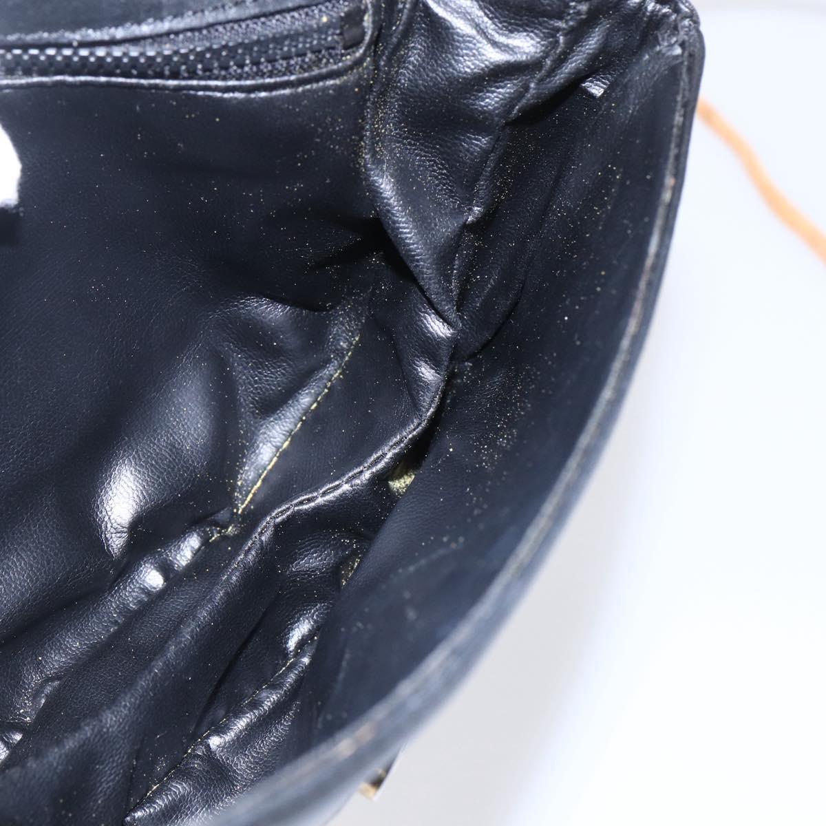 CELINE Shoulder Bag Leather Black Gold Auth 151040