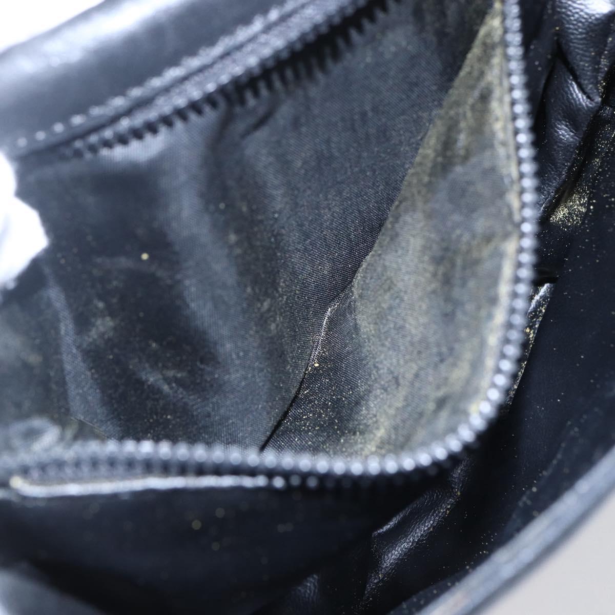 CELINE Shoulder Bag Leather Black Gold Auth 151040