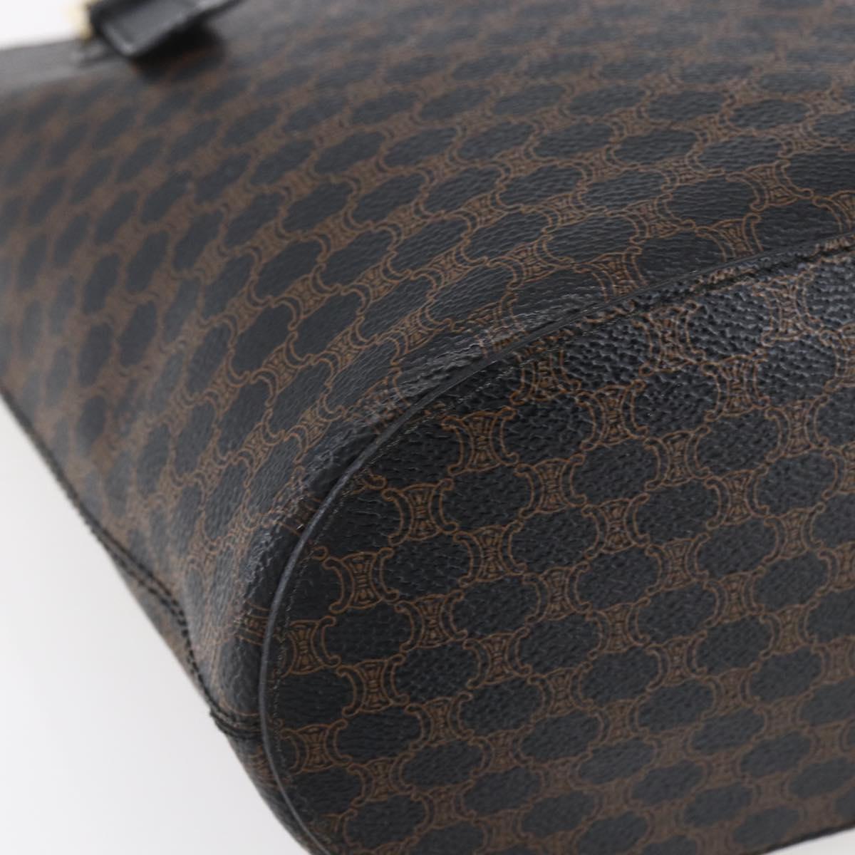 CELINE Macadam Canvas Tote Bag PVC Leather Black Gold Auth 151043